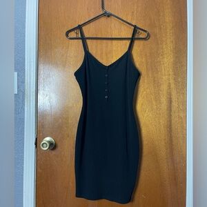 Chic Black Button-Front Mini Dress